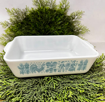 Vintage Pyrex Amish Butterprint Teal Ovenware Casserole Dish 0503 1 1/2qt