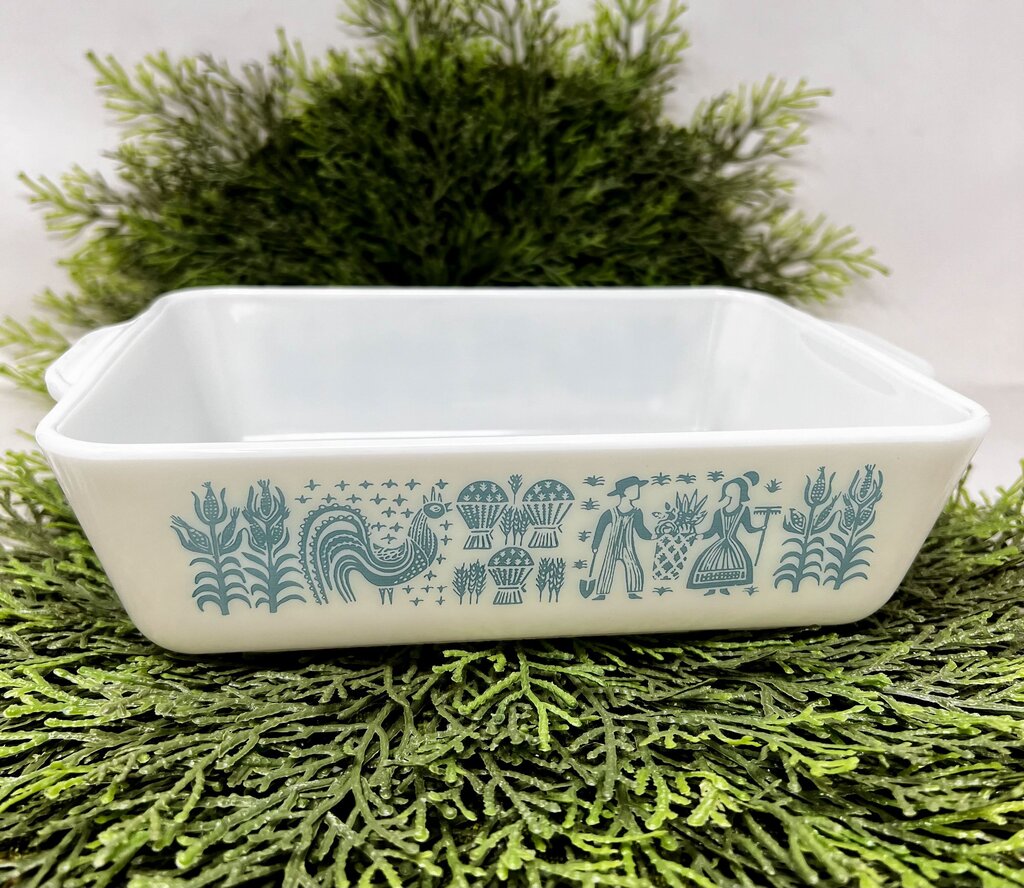 Vintage Pyrex Amish Butterprint Teal Ovenware Casserole Dish 0503 1 1/2qt