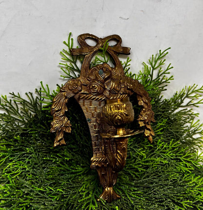 Vintage Brass Basket Candle Holder 1pc