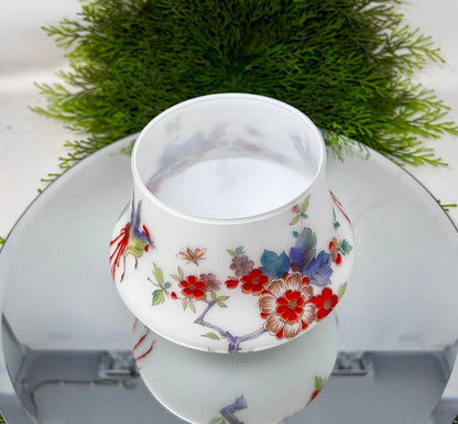 Frosted Red Bird Jar With Finial Lid