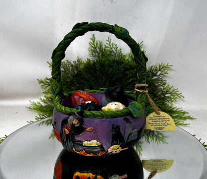 Jim Shore "A Scare in the Air" Pumpkin Basket With Eggs