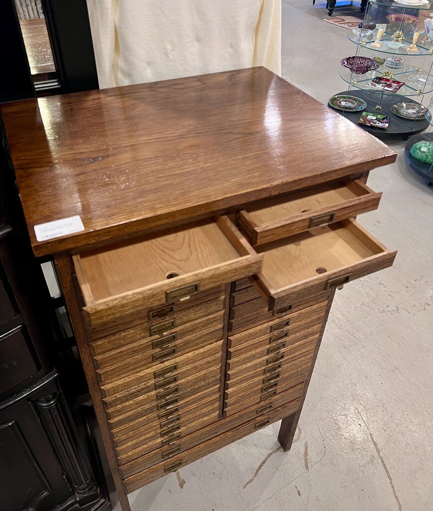 Antique Oak Map Printer Chest