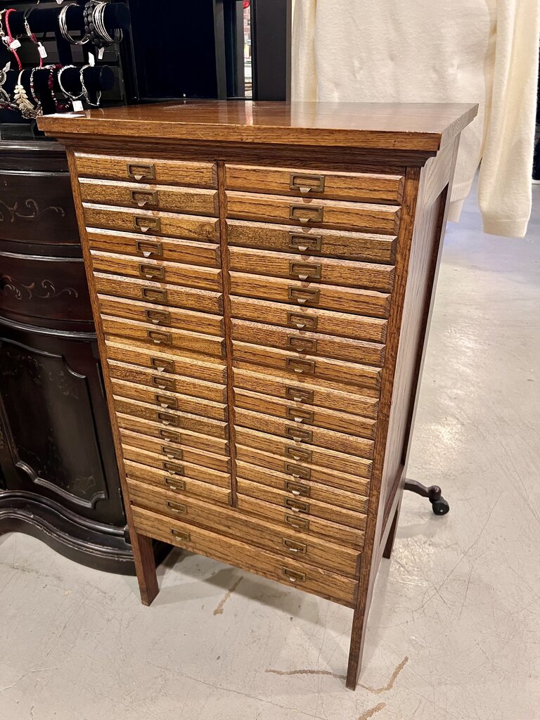 Antique Oak Map Printer Chest