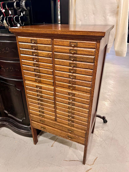 Antique Oak Map Printer Chest