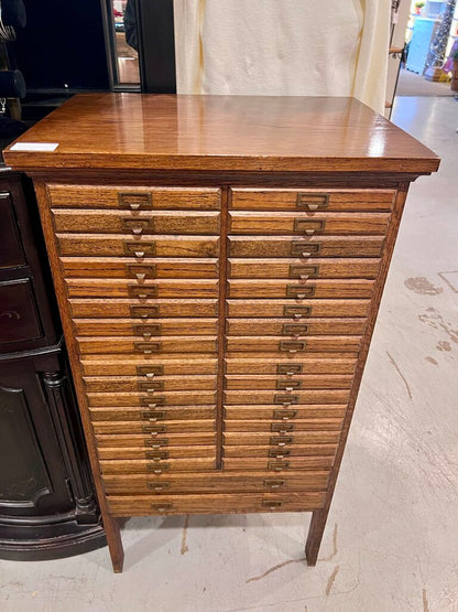 Antique Oak Map Printer Chest