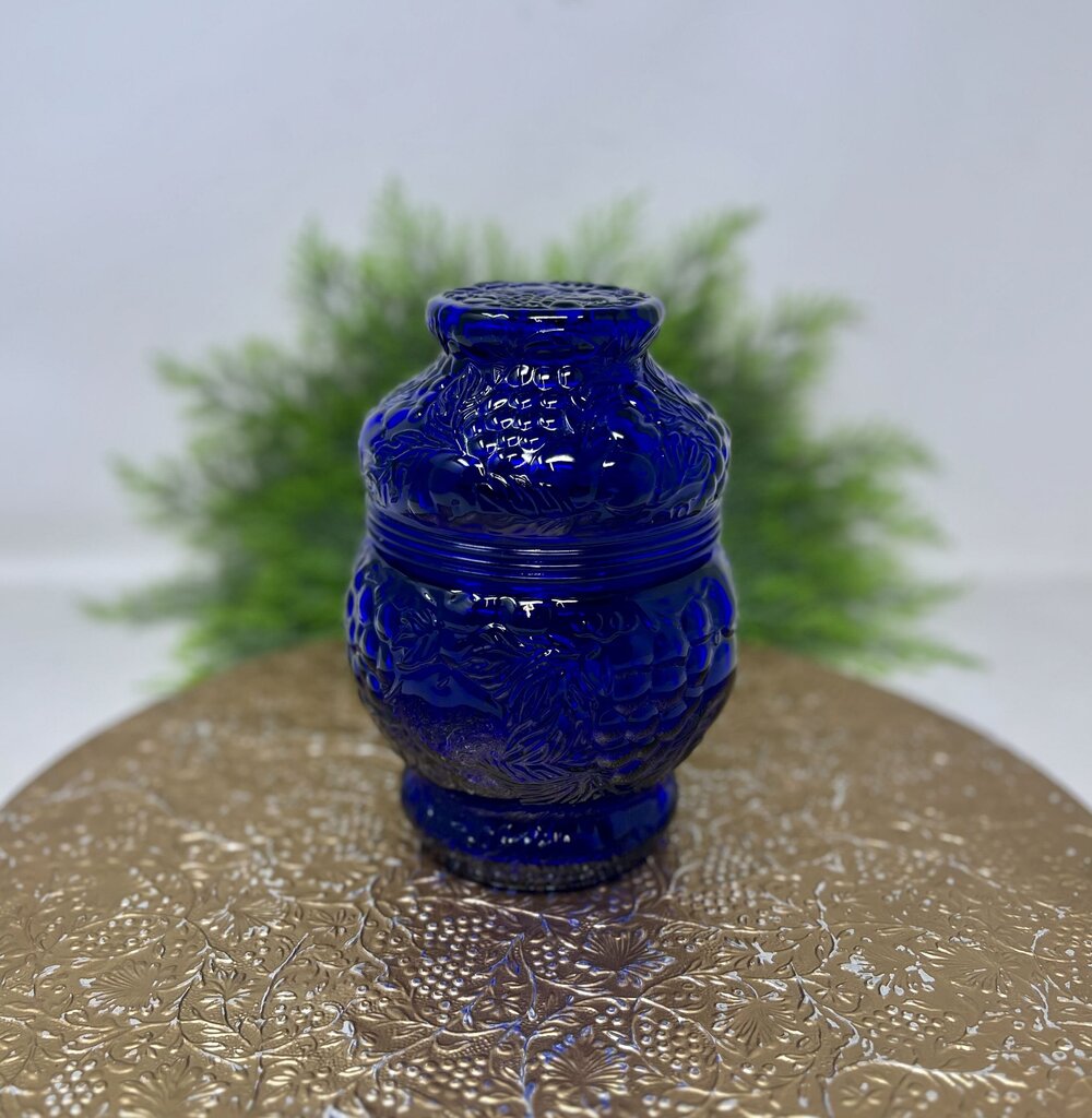 Cobalt Blue Fruit Embossed Candy Dish Apothecary