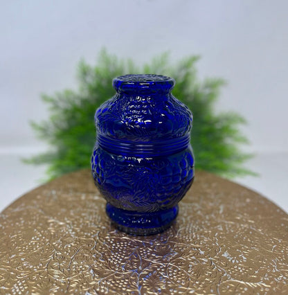 Cobalt Blue Fruit Embossed Candy Dish Apothecary