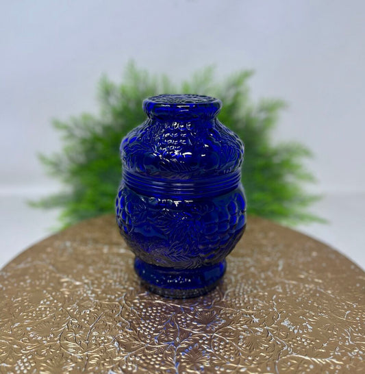 Cobalt Blue Fruit Embossed Candy Dish Apothecary