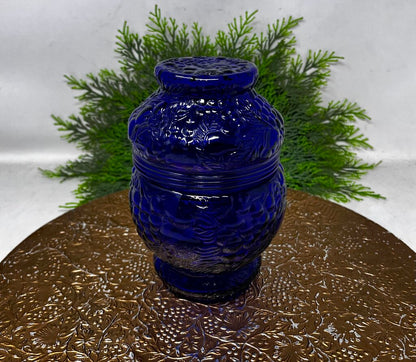 Cobalt Blue Fruit Embossed Candy Dish Apothecary