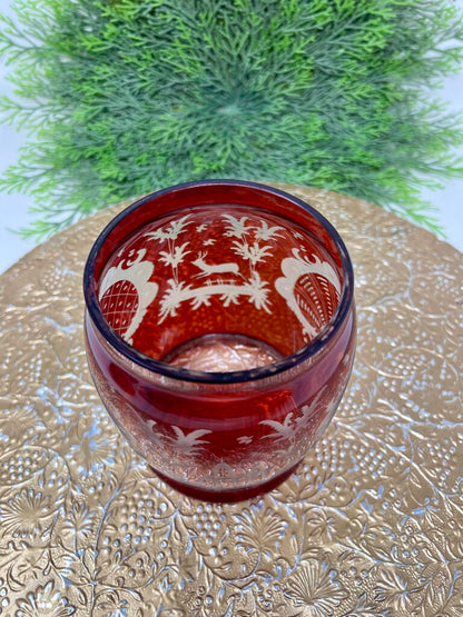 Egermann Bohemian Ruby Red Covered Glass Jar