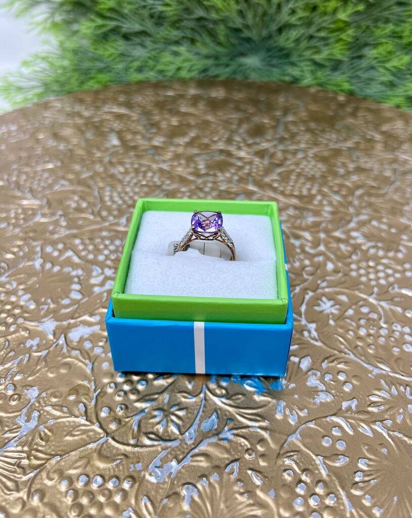 NEW 14k Over Sterling Genuine Amethyst Ring
