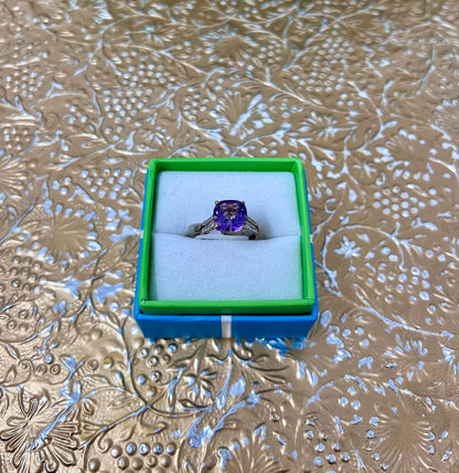 NEW 14k Over Sterling Genuine Amethyst Ring