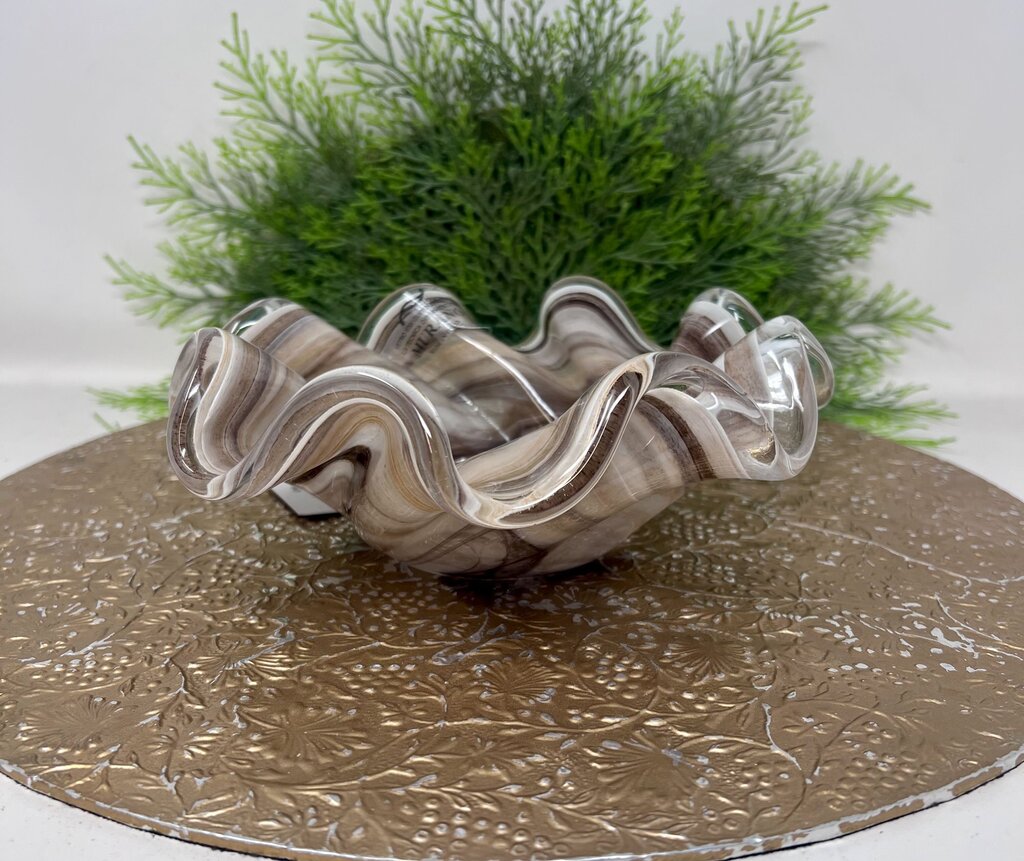 Murano Ruffled Art Glass Bowl