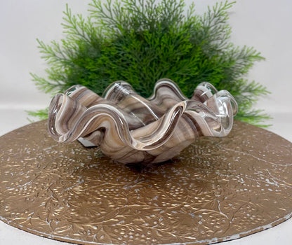 Murano Ruffled Art Glass Bowl