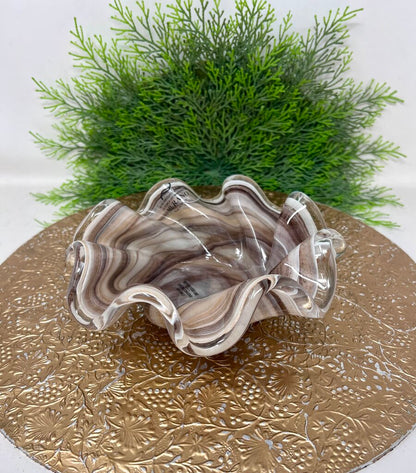 Murano Ruffled Art Glass Bowl