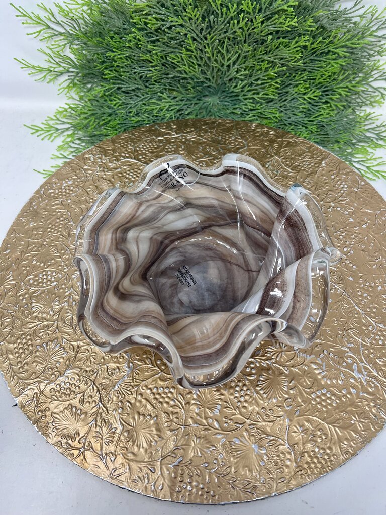 Murano Ruffled Art Glass Bowl