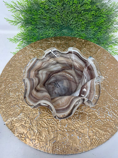Murano Ruffled Art Glass Bowl