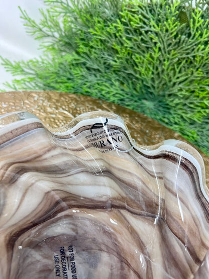 Murano Ruffled Art Glass Bowl