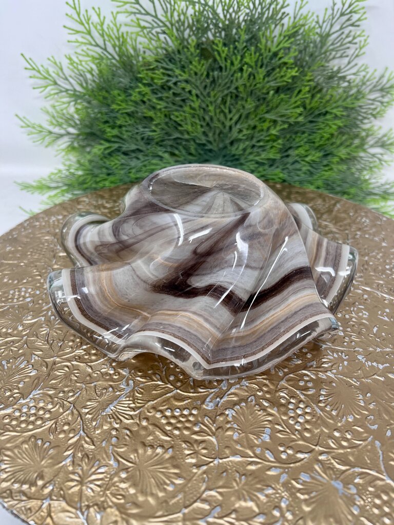 Murano Ruffled Art Glass Bowl