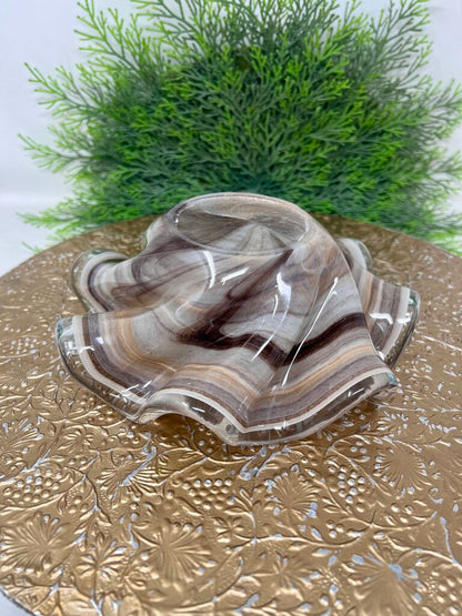 Murano Ruffled Art Glass Bowl