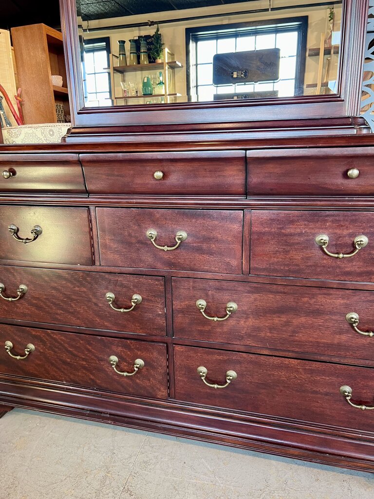 Broyhill Vanity Long Dresser With Mirror