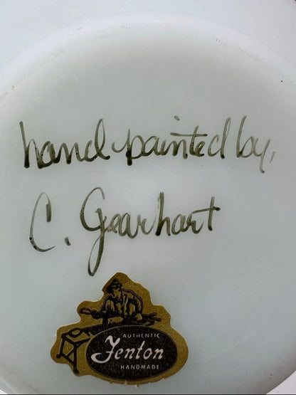 Blue Fenton Satin Glass Floral Painted Vase