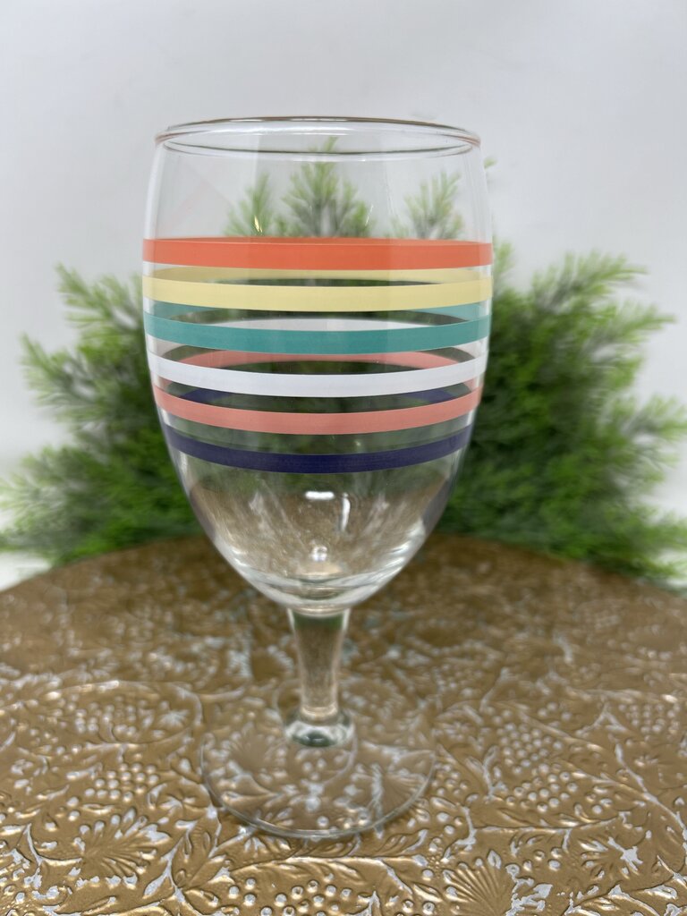 Striped Glass Wine Goblets