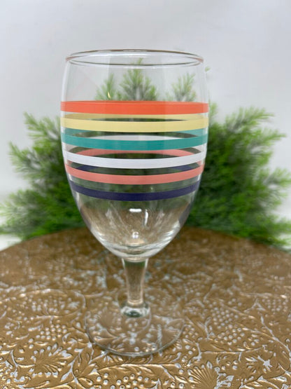Striped Glass Wine Goblets