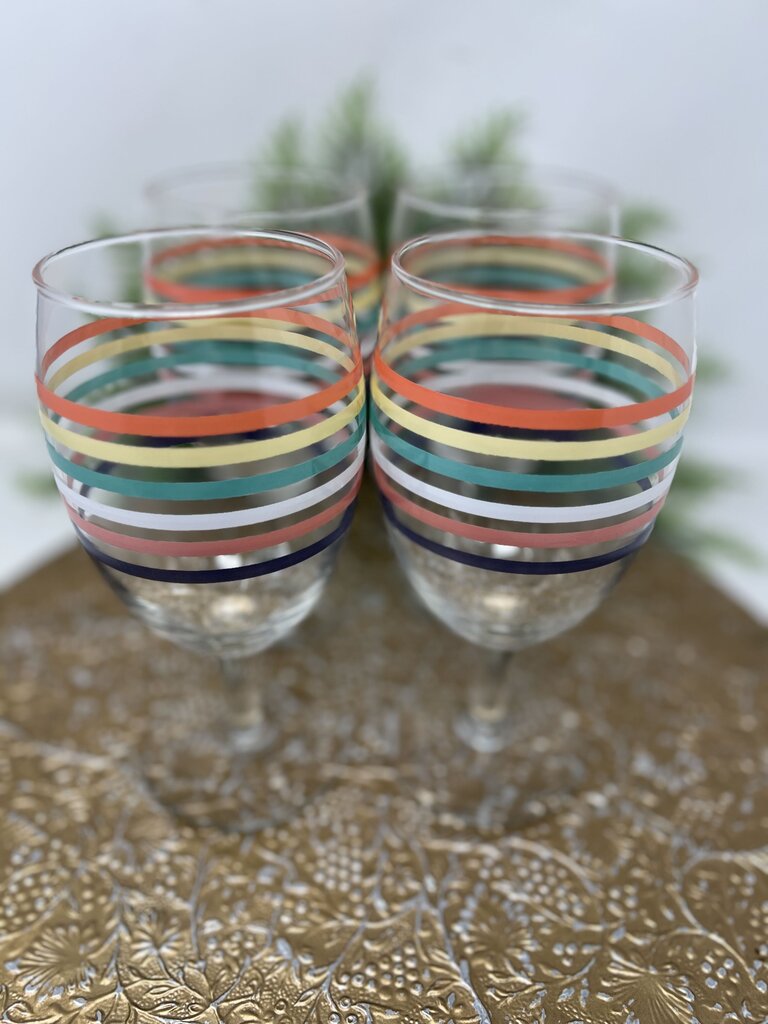 Striped Glass Wine Goblets