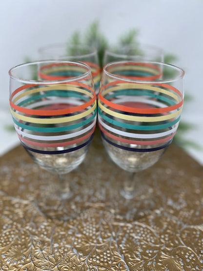 Striped Glass Wine Goblets