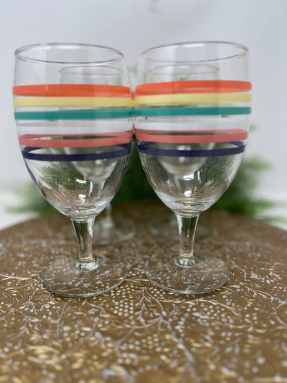 Striped Glass Wine Goblets