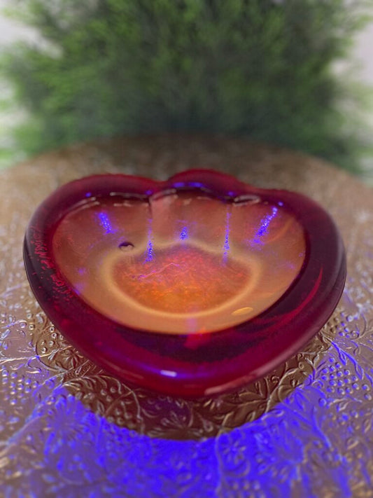 Vintage Blenko Art Glass Red Trinket Dish