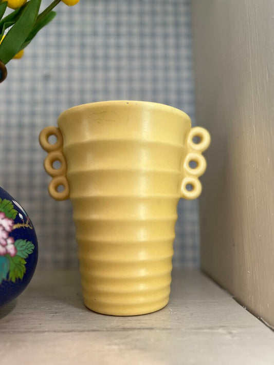 Vintage Ribbed Yellow Vase