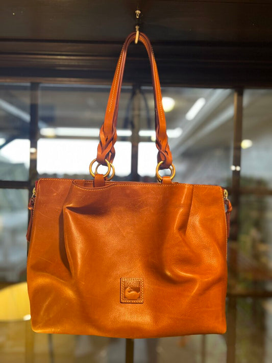 Dooney Bourke Leather Purse Tote Braided Handle