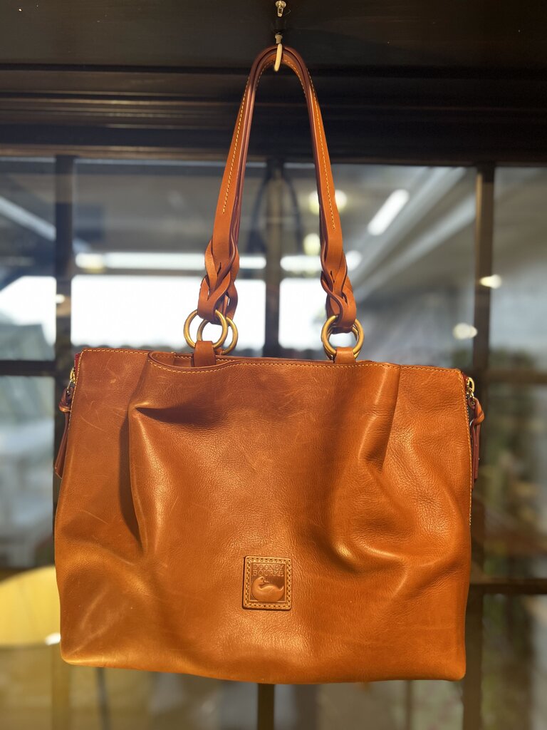 Dooney Bourke Leather Purse Tote Braided Handle 1