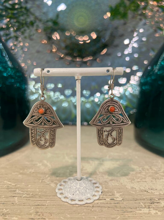 Hasma Hand Amulet Earrings Handcrafted