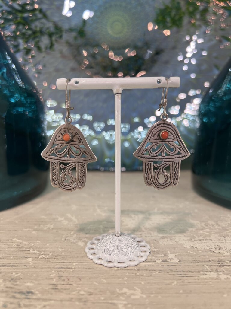 Hasma Hand Amulet Earrings Handcrafted