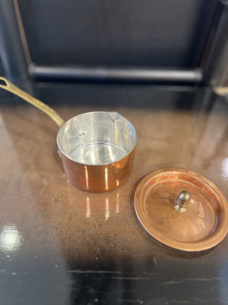 Vintage French Copper Saute Pan Villedieu 4 Fluid Ounces WITH LID