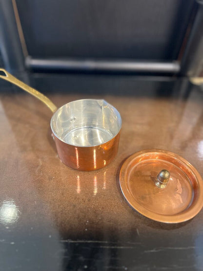 Vintage French Copper Saute Pan Villedieu 4 Fluid Ounces WITH LID