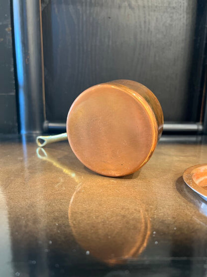 Vintage French Copper Saute Pan Villedieu 4 Fluid Ounces WITH LID