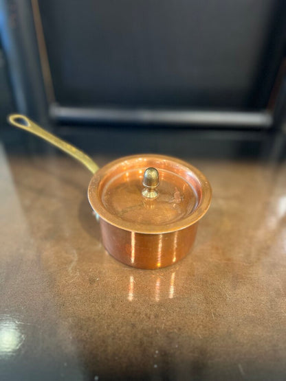 Vintage French Copper Saute Pan Villedieu 4 Fluid Ounces WITH LID