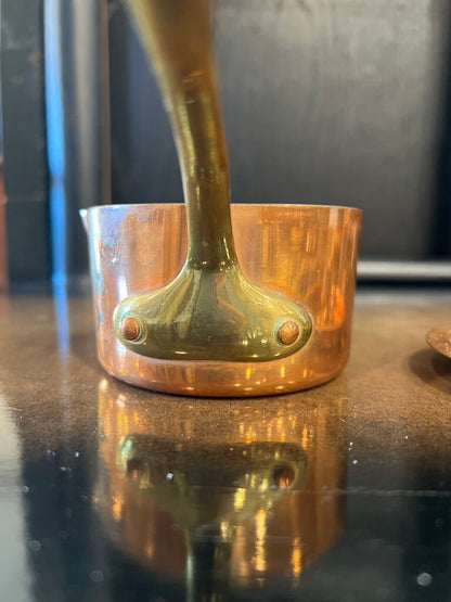 Vintage French Copper Saute Pan Villedieu 4 Fluid Ounces WITH LID