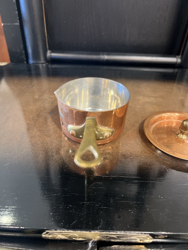 Vintage French Copper Saute Pan Villedieu 4 Fluid Ounces WITH LID