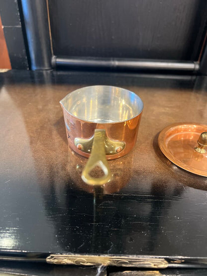 Vintage French Copper Saute Pan Villedieu 4 Fluid Ounces WITH LID