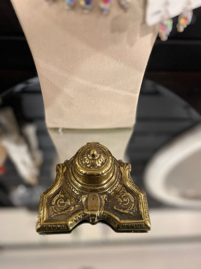 Antique Brass Inkwell