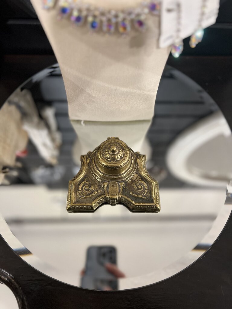 Antique Brass Inkwell