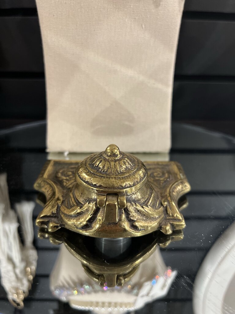 Antique Brass Inkwell