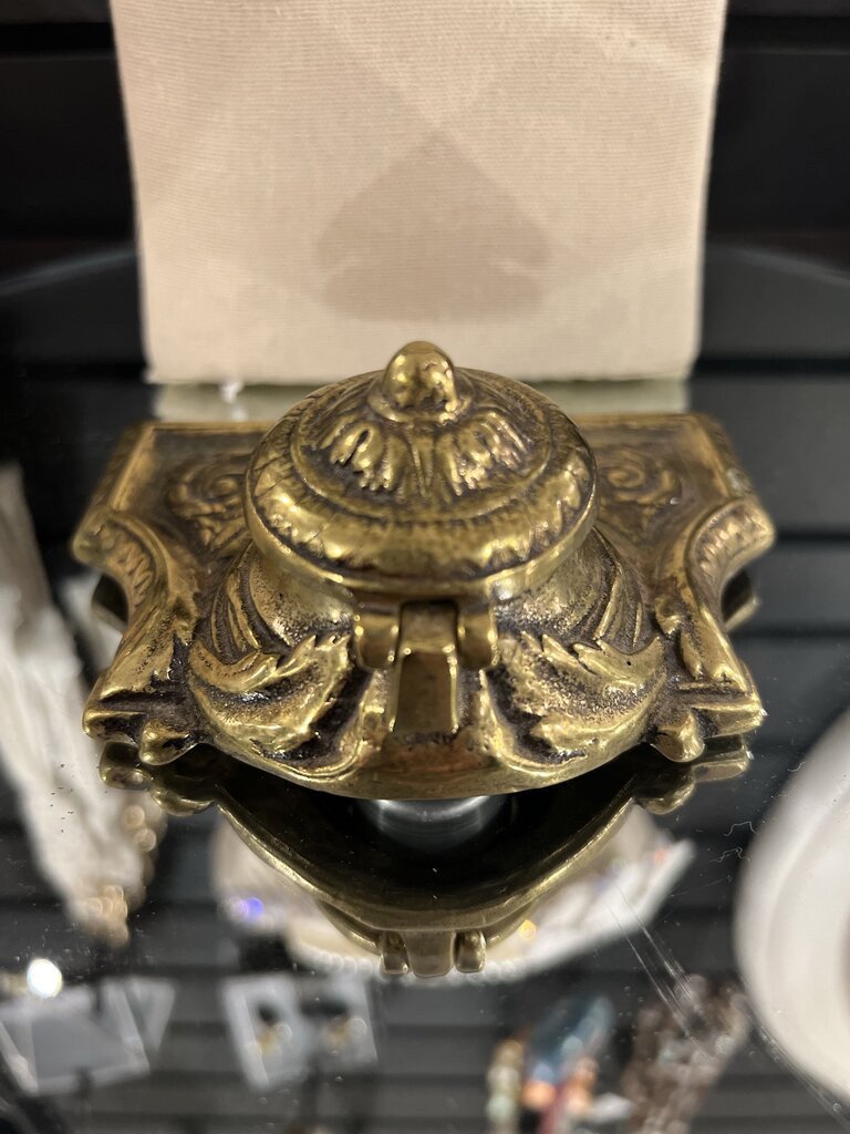 Antique Brass Inkwell