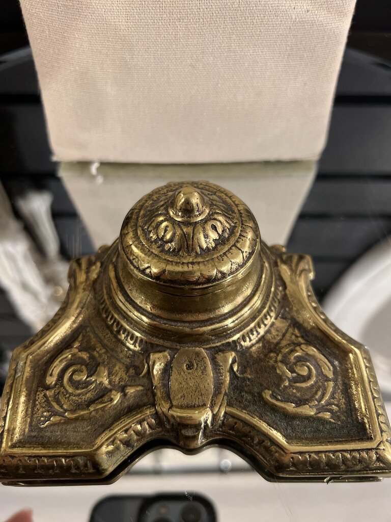 Antique Brass Inkwell