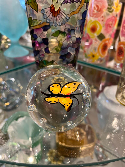 vintage Butterfly glass Paperweight